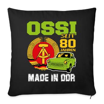 Geburtstag DDR Ossi Ost Produkt 80 Jahre - Sofakissenbezug 45 x 45 cm - Schwarz - Vorne