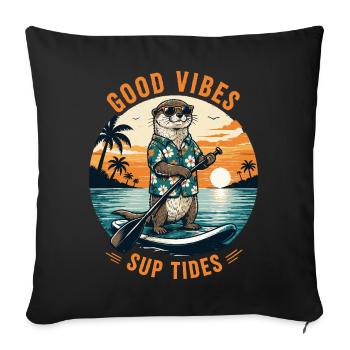 SUP Paddleboard Board Stand Up paddle Supboard - Housse de coussin décorative 45 x 45 cm - noir - Devant