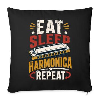 Instrument Harmonica Musique répétée Harmonica - Housse de coussin décorative 45 x 45 cm - noir - Devant