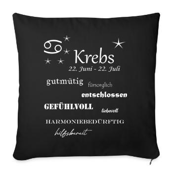Krebs_Sternzeichen - Sofakissenbezug 45 x 45 cm - Schwarz - Vorne