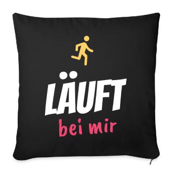 Läuft bei mir – Jugendsprache Spruch - Sofakissenbezug 45 x 45 cm - Schwarz - Vorne
