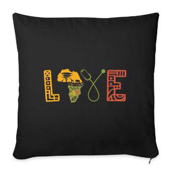 Love Africa Carte Art Noir Africain - Housse de coussin décorative 45 x 45 cm - noir - Devant