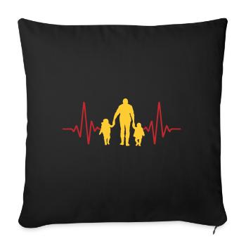 ECG du père et des enfants | Les couleurs peuvent être changées - Housse de coussin décorative 45 x 45 cm - noir - Devant