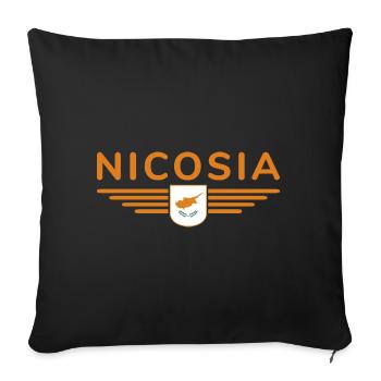Nicosia Design – Capitale de Chypre - Housse de coussin décorative 45 x 45 cm - noir - Devant