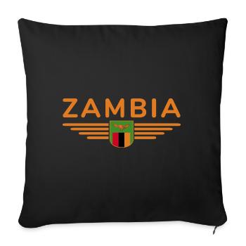 Zambia T-Shirt for Africa Fans - Sofa pillowcase 17,3'' x 17,3'' (45 x 45 cm) - black - Front
