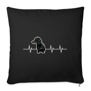 Petit chien, grand cœur - Édition teckel - Housse de coussin décorative 45 x 45 cm - noir - Devant