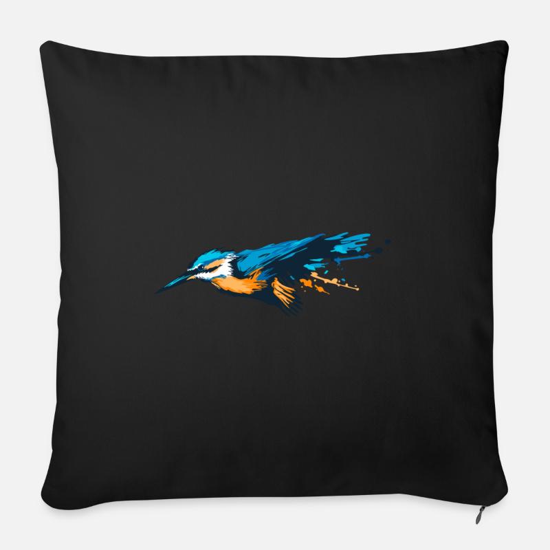 Eisvogel - Wächter der Flüsse - Sofakissenbezug 45 x 45 cm - Schwarz