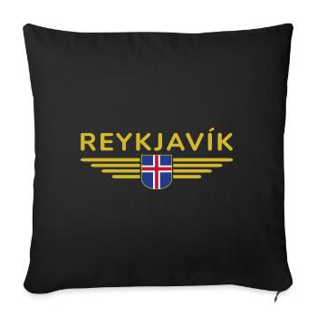 T-shirt Reykjavík – La ville des aurores boréales - Housse de coussin décorative 45 x 45 cm - noir - Devant