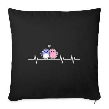 Two Cute Birds - Heart to Heart - Sofa pillowcase 17,3'' x 17,3'' (45 x 45 cm) - black - Front