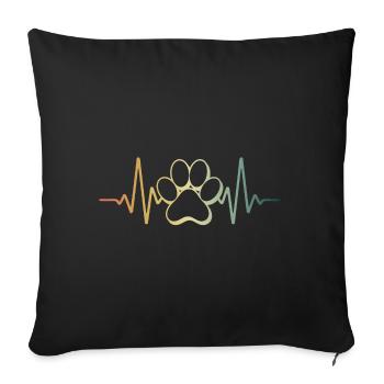 Heartbeat Dog's Paw Dog Love - Sofa pillowcase 17,3'' x 17,3'' (45 x 45 cm) - black - Front