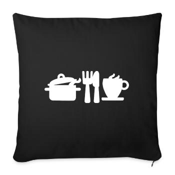 Cuisine Logo Cuisine - Nourriture - Café Personnalisé - Housse de coussin décorative 45 x 45 cm - noir - Devant