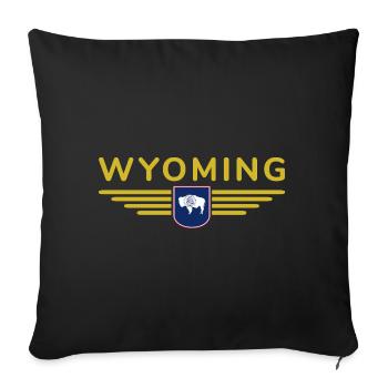 T-shirt de fan du Wyoming – Wild & Free - Housse de coussin décorative 45 x 45 cm - noir - Devant