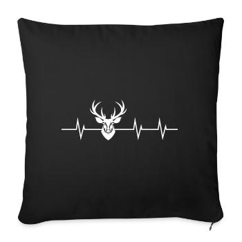 Battement de cœur d’un chasseur - Édition Proud Deere - Housse de coussin décorative 45 x 45 cm - noir - Devant