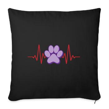 Heartbeat Paw Dogs | Colors changeable - Sofa pillowcase 17,3'' x 17,3'' (45 x 45 cm) - black - Front