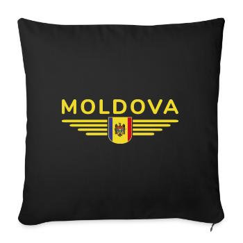 Moldova T-Shirt – Proud of Moldova - Sofa pillowcase 17,3'' x 17,3'' (45 x 45 cm) - black - Front