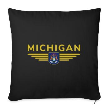 Michigan Fan T-Shirt – Parfait pour les vrais fans ! - Housse de coussin décorative 45 x 45 cm - noir - Devant