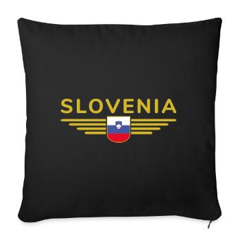 Stylish Slovenia design - Sofa pillowcase 17,3'' x 17,3'' (45 x 45 cm) - black - Front