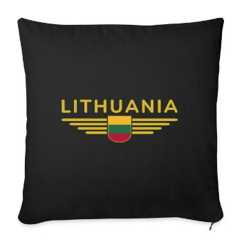 Lithuania T-Shirt – Pride and Style - Sofa pillowcase 17,3'' x 17,3'' (45 x 45 cm) - black - Front