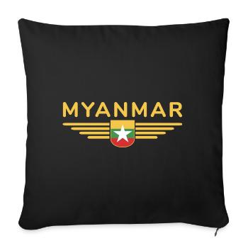 Myanmar T-Shirt – Ein Hauch von Tradition - Sofakissenbezug 45 x 45 cm - Schwarz - Vorne