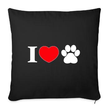 "I love" with paw print - Sofa pillowcase 17,3'' x 17,3'' (45 x 45 cm) - black - Front