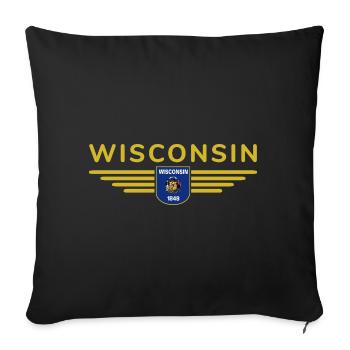 Wisconsin Fan Shirt – Nature & Pride - Sofa pillowcase 17,3'' x 17,3'' (45 x 45 cm) - black - Front