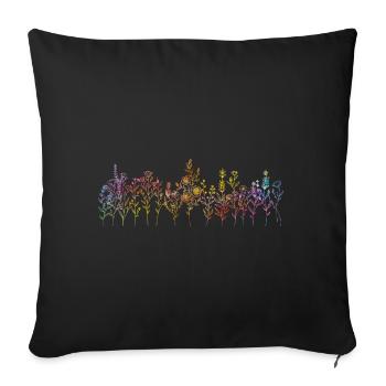 Fleurs sauvages colorées Femmes Jardin de fleurs - Housse de coussin décorative 45 x 45 cm - noir - Devant
