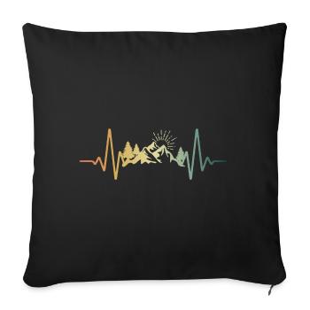 Heartbeat Mountains ECG Pulse - Sofa pillowcase 17,3'' x 17,3'' (45 x 45 cm) - black - Front