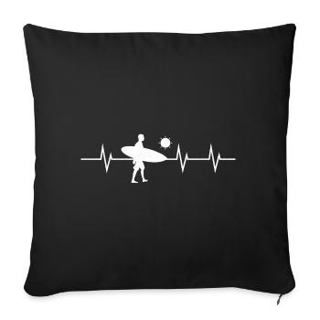 Heartbeat of a Surfer - Sofa pillowcase 17,3'' x 17,3'' (45 x 45 cm) - black - Front