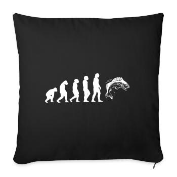 Evolution Forellen Angler - Sofakissenbezug 45 x 45 cm - Schwarz - Vorne