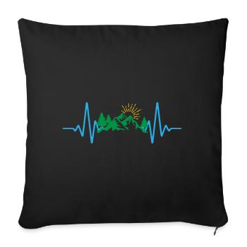 Heartbeat Mountains | Colors can be changed - Sofa pillowcase 17,3'' x 17,3'' (45 x 45 cm) - black - Front