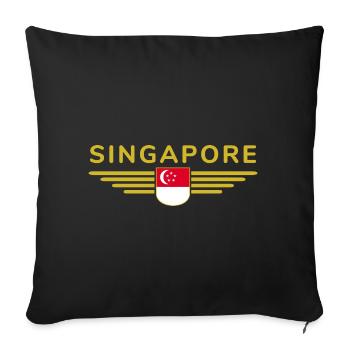 Singapore Fan Outfit Design T Shirt - Sofa pillowcase 17,3'' x 17,3'' (45 x 45 cm) - black - Front