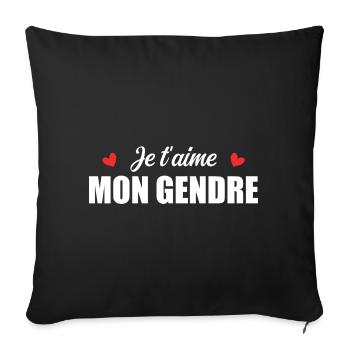 Je t'aime mon gendre - Housse de coussin décorative 45 x 45 cm - noir - Devant