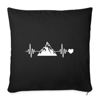 Montagnes puls symbole battement de cœur - Housse de coussin décorative 45 x 45 cm - noir - Devant