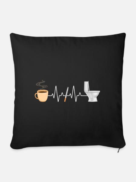 Kaffee Zigarette Toilette Witzig Raucher - Sofakissenbezug 45 x 45 cm - Schwarz