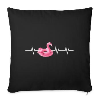 Heartbeat en rose - Flamingo Edition - Housse de coussin décorative 45 x 45 cm - noir - Devant