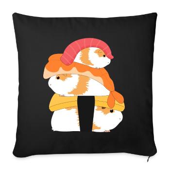 Sushi cochon d'Inde - Housse de coussin décorative 45 x 45 cm - noir - Devant
