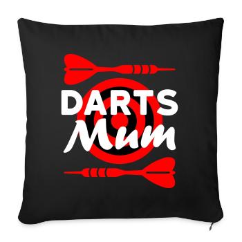 Darts mum (darts, dartboard in the background) - Sofa pillowcase 17,3'' x 17,3'' (45 x 45 cm) - black - Front