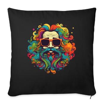 Colorful 70s Flower Power Hippie Design - Sofa pillowcase 17,3'' x 17,3'' (45 x 45 cm) - black - Front