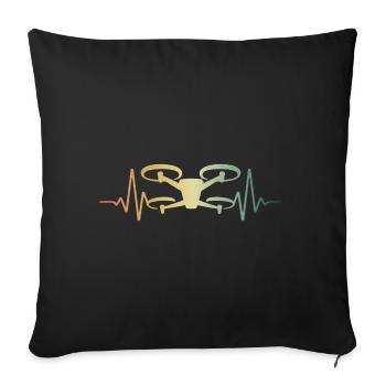 Heartbeat Drone Drones ECG Pulse - Housse de coussin décorative 45 x 45 cm - noir - Devant