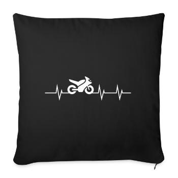 Battement de cœur d’un motard - Vivre le rêve - Housse de coussin décorative 45 x 45 cm - noir - Devant