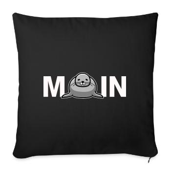 Moin mit Robbe - Sofakissenbezug 45 x 45 cm - Schwarz - Vorne