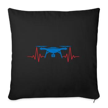 Herzschlag Drohne Drohnen EKG | Farben änderbar - Sofakissenbezug 45 x 45 cm - Schwarz - Vorne