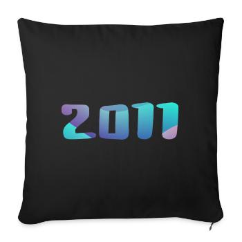 Cadeau Anniversaire 2011 Millésime 2011 Rétro 2011 - Housse de coussin décorative 45 x 45 cm - noir - Devant