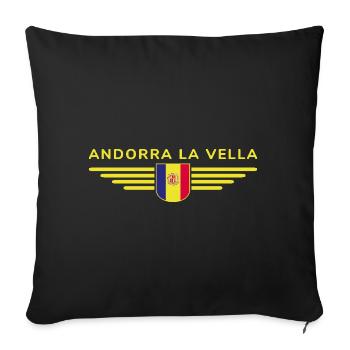 Andorra La Vella Fan T-Shirt Design - Sofa pillowcase 17,3'' x 17,3'' (45 x 45 cm) - black - Front
