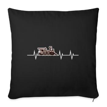 Steam locomotive heartbeat - Sofa pillowcase 17,3'' x 17,3'' (45 x 45 cm) - black - Front