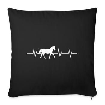 Battement de cœur d’un cheval - Housse de coussin décorative 45 x 45 cm - noir - Devant
