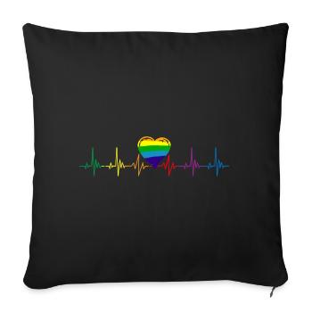 LGBTQ Heartbeat Gay Lesbian Gay - Sofa pillowcase 17,3'' x 17,3'' (45 x 45 cm) - black - Front