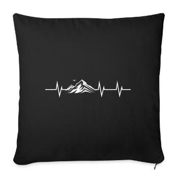 Mountain Pulse – Dein Herz schlägt für die Berge - Sofakissenbezug 45 x 45 cm - Schwarz - Vorne