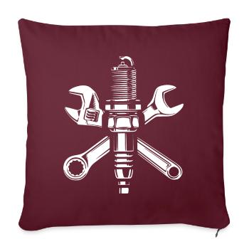 Screwdriver - Garage - Spark plug and keys - Sofa pillowcase 17,3'' x 17,3'' (45 x 45 cm) - burgundy - Front
