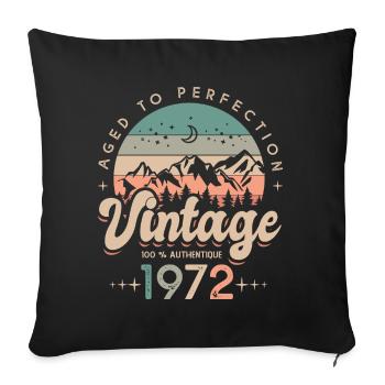 1972 Vintage anniversary 51 years - Sofa pillowcase 17,3'' x 17,3'' (45 x 45 cm) - black - Front